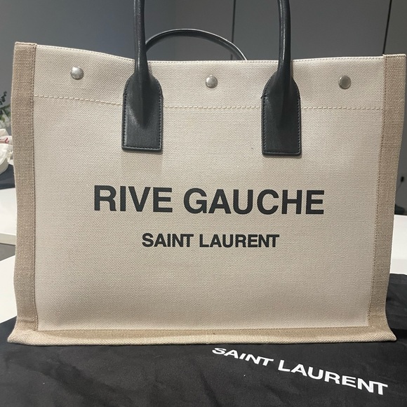 Saint Laurent Handbags - Saint Laurent Rive Gauche Small Canvas East-West Tote Bag